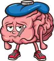 Sick brain character illustration vector