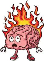 Brain on fire illustration vector