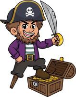pirata capitán orgulloso de su botín ilustración vector