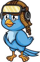 Blue bird pilot illustration vector