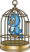 Blue bird in a cage illustration vector