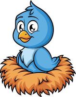 Blue bird in a nest illustration vector
