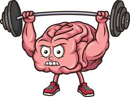 Brain exercising with barbell illustration vector