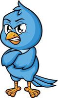 enojado azul pájaro ilustración vector
