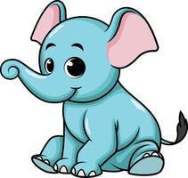 Cute baby blue elephant illustration vector