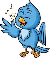 Blue bird singing illustration vector