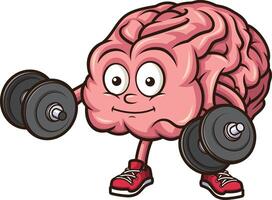 Brain lifting weights illustration vector