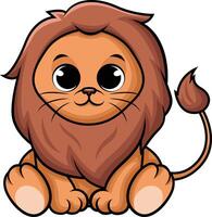 Cute baby lion illustration vector