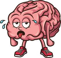 Tired brain character illustration vector