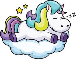Unicorn taking a nap on a cloud illustration vector