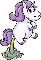 Unicorn farting a rainbow illustration vector