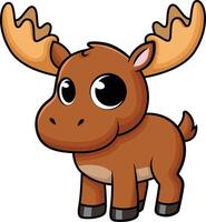 Cute baby moose illustration vector