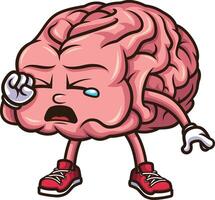 Crying brain character illustration vector