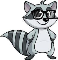 Raccoon with glasses illustration vector