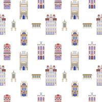 Seamless pattern with ancient Portuguese houses, the illustration is made in a flat style for wallpaper background, gift packaging, souvenir product design, postcards and notebooks for tourists vector