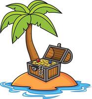 Treasure chest on a tropical island illustration vector