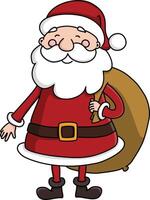 Santa claus carrying his gifts sack illustration vector