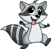 Crazy raccoon character illustration vector