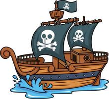 lado ver de un pirata Embarcacion ilustración vector