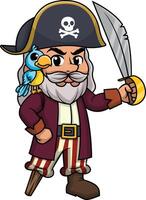 Old pirate holding his word up high illustration vector