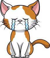 Sad cat crying illustration vector
