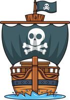 Front view of a pirate ship illustration vector
