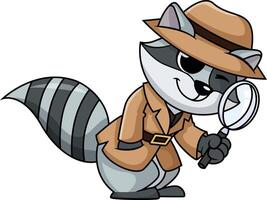 Detective raccoon character illustration vector