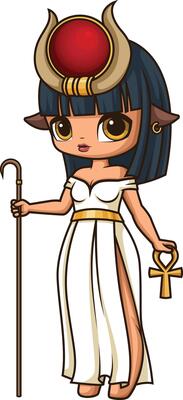 Ancient egyptian god hathor illustration