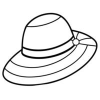 Sun Hat outline coloring book page line art illustration digital drawing vector