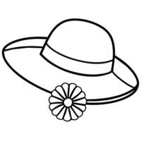 Sun Hat outline coloring book page line art illustration digital drawing vector