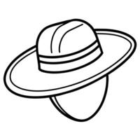 Sun Hat outline coloring book page line art illustration digital drawing vector