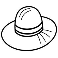 Sun Hat outline coloring book page line art illustration digital drawing vector