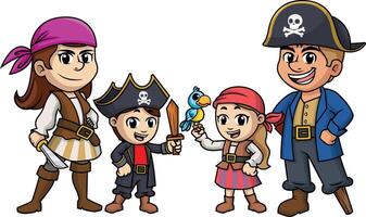grande pirata familia ilustración vector