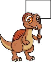 Dinosaur holding empty sign illustration vector