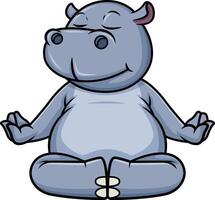 Hippo character meditating illustration vector