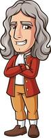 Isaac Newton with arms crossed illustration vector