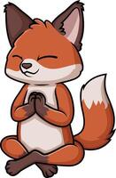 Fox character meditating illustration vector