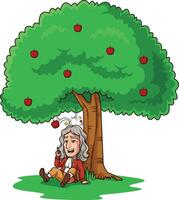 Isaac Newton finding gravity illustration vector