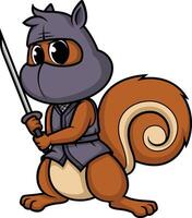 Ninja squirrel character illustration vector