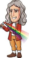 Isaac Newton holding prism illustration vector