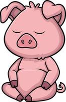 Pig character meditating illustration vector