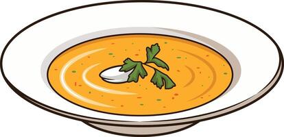 Plate of soup illustration vector