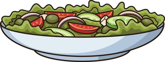 Green salad with various ingredients illustration vector