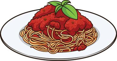 Spaghetti on plate illustration vector
