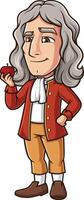 Isaac Newton holding an apple illustration vector