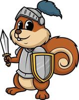 Squirrel knight in armor illustration vector