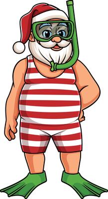 Summer santa claus with snorkel illustration