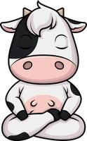 Cow character meditating illustration vector