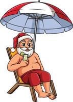 relajante verano Papa Noel ilustración vector