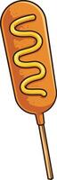 Tasty corndog with melting cheese illustration vector